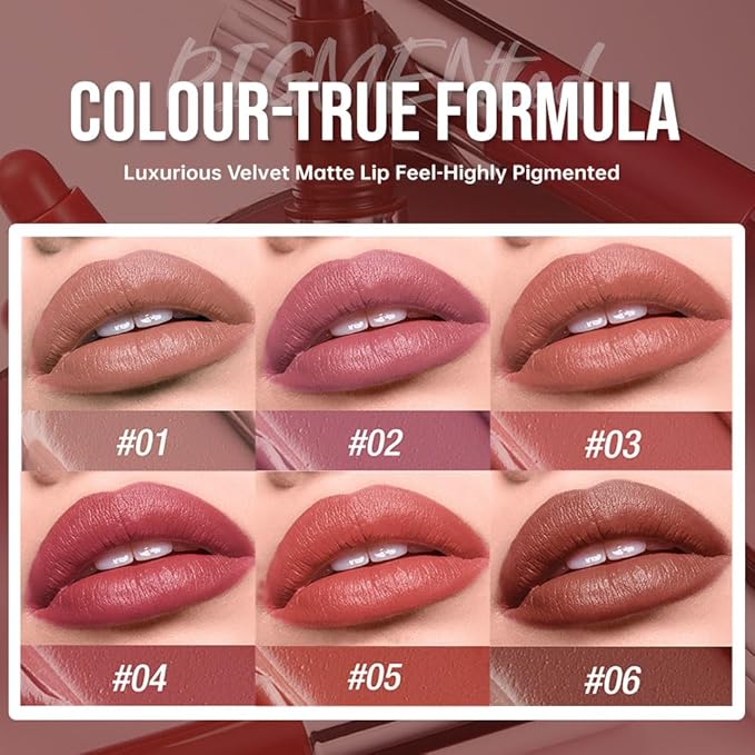 Matte Lipstick Crayon Warm Terracotta Lip Makeup, Waterproof Long Lasting Lip Liner Pencil, High Pigment Creamy Velvet Lipstick, Christmas Gifts for Women, 03#