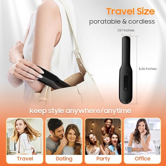 Cordless Hair Straightener, Portable Flat Iron for Travel, 2 in 1 Hair Styling Tools for straightening and Curling, Lightweight on-The-go, 4000 mAh Battery, Fast USB-C Charging&LED Power Display