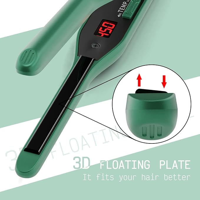 K&K 3/10 inch Plate Small Mini Ceramic Flat Iron Nano Tourmaline Flat Irons for Short Hair Pixie Cut Pencil Straightener for Women Dual Votage