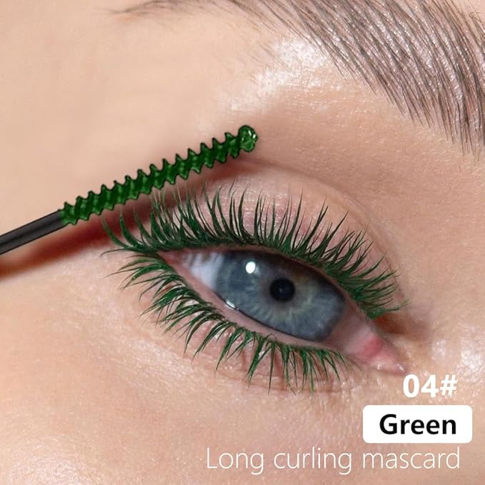 BINGBRUSH Colored Mascara for Eyelashes, Voluminous Colorful Mascara, Pink Purple Blue Green Red-Lengthening, Defining, Curling, Multiplying Formula (#04-Green-1)