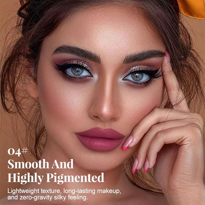 Matte Lip Liner – Sharpenable, Professional Waterproof & Smudge-Proof, Velvet Matte, Long-Lasting Color Lock, Daily Wear, Ideal for Bold & Chic Makeup Looks, Rose Red (Shade 04)