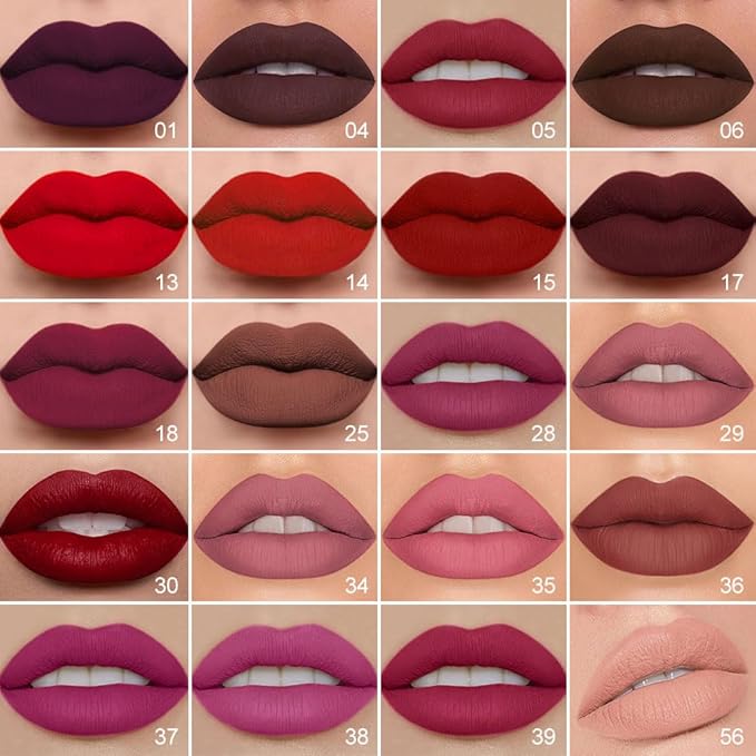 evpct 1Pcs Rose Matte Lip Liner and Liquid Lipstick Stain Makeup Set for Women, Rose Red Plum Long Lasting Smudge Proof Lipstick labiales matte mate larga duracion listip 24 hours originales, 37#