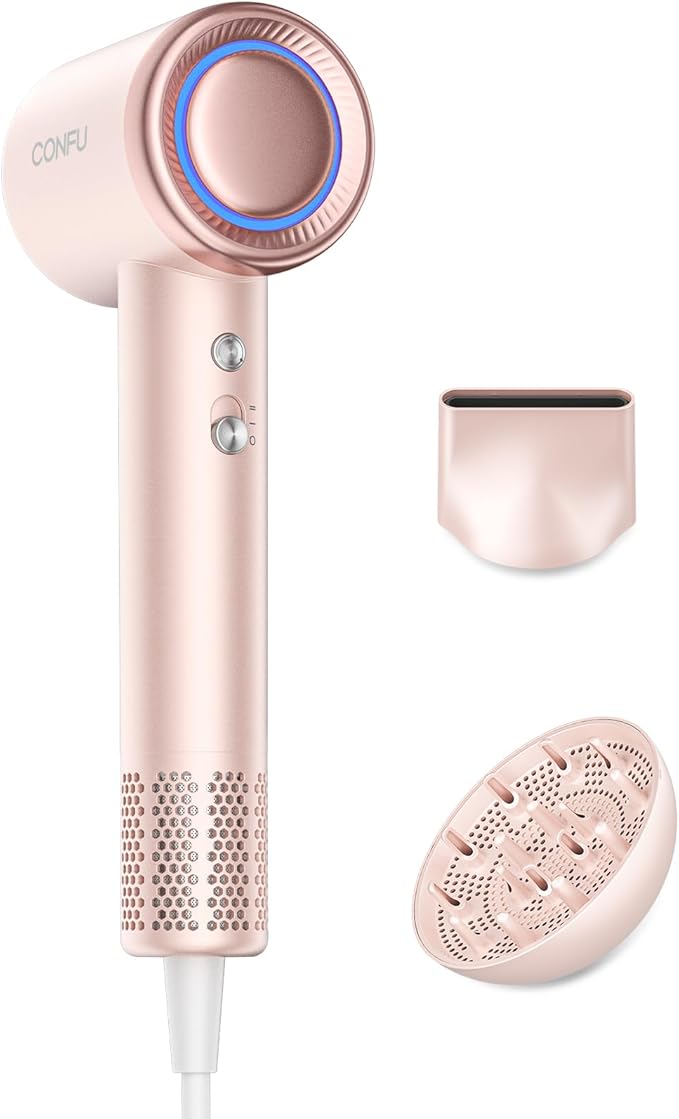 Hair Dryer with Diffuser, CONFU Hair Dryers for Women, Diffuser Hair Dryer High Speed Professional Ionic Blow Dryer for Fast Drying, Hair for Curly Hair for Home Travel