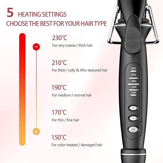 1 1/4 Inch Curling Iron, Tourmaline Ceramic Extra Long Barrel Curling Iron 1.25 Inch with Auto Shut-Off, Dual Voltage 110-240V Hair Curler Suitable for Travel, Including Glove