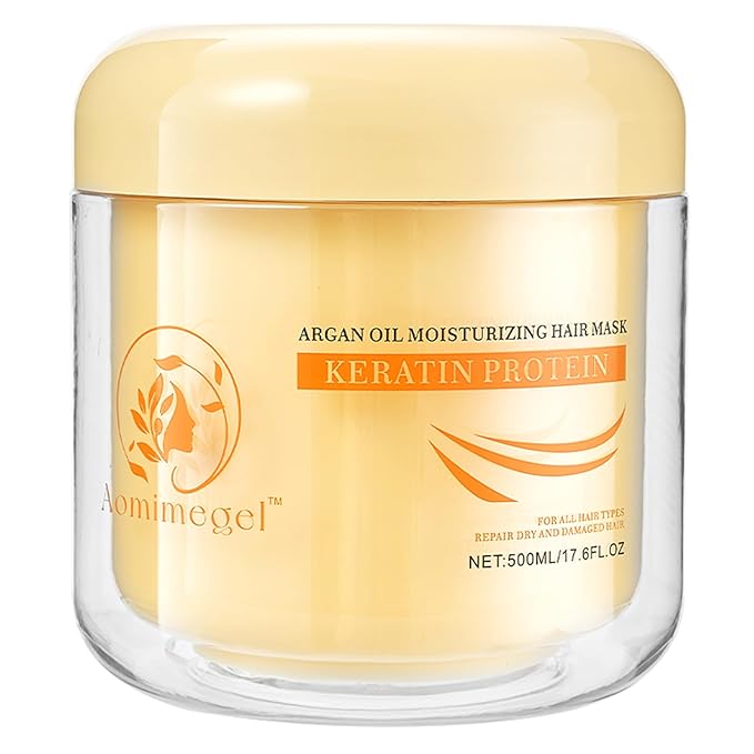 Collagen Hair Mask,Deep Repair Conditioning Argan Oil Hair Mask for Damaged Hair Treatment, Deep Conditioner Hydrating Hair Masque for All Hair Types 16.9oz 500ml