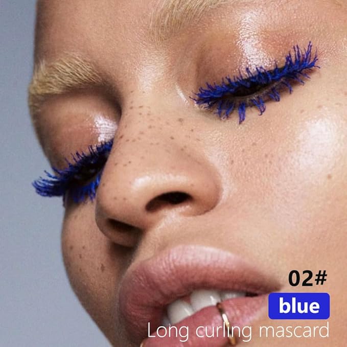 BINGBRUSH Colored Mascara for Eyelashes, Voluminous Colorful Mascara, Pink Purple Blue Green Red-Lengthening, Defining, Curling, Multiplying Formula (#02-Blue, 1 Count (Pack of 1))