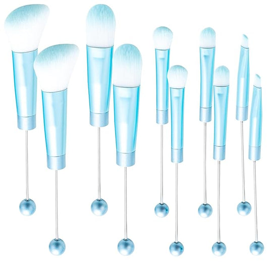 10Pieces Beadable Makeup Brushes Solid Color Diy Makeup Comestic Brushes Beaded Brushes Kit for DIY Beaded Eyeshadow Brush (Beadable Makeup Brushes-10pieces=2Sets)
