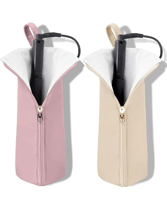 Hot Iron Holder & Mat, Heat Resistant Travel Bag for Curling Iron, Flat Iron - Hair Tool Organizer for Home, Travel