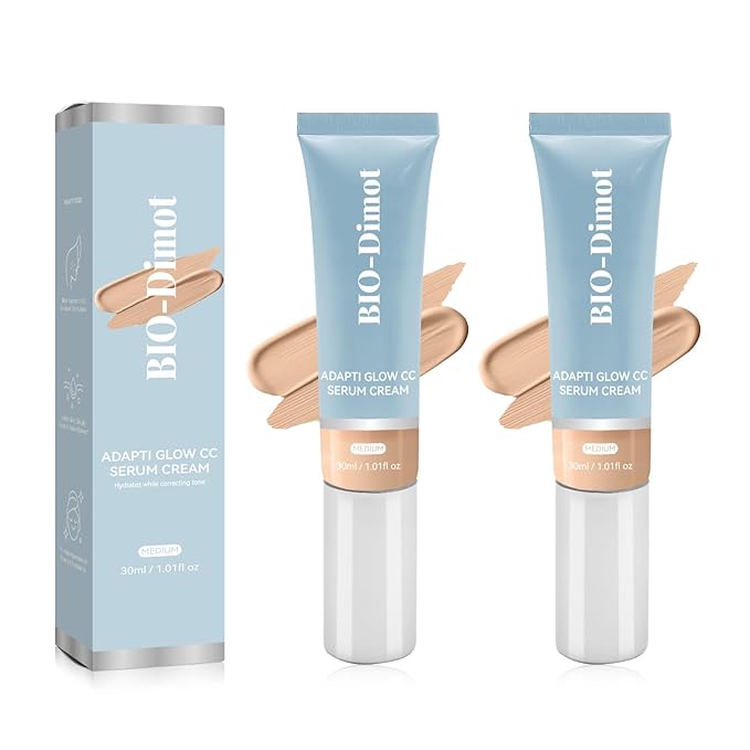 CC Cream for Older Women, 2PCS CC Cream Foundation, Lightweight Moisturize Natural Coverage, Color Correcting Make-Up Base Foundation, Travel Size Waterproof Skin Tone Adjusting -3.6 Fl Oz, Medium