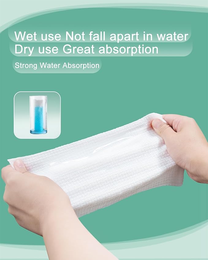Disposable Face Towels- 50 Count Extra Thick Soft Clean Facial Towels, 10"×12",Super Absorbent,Biodegradable Dry Wipes,Cruelty-Free Facial Washcloth for Sensitive Skin,Travel,Makeup Remover