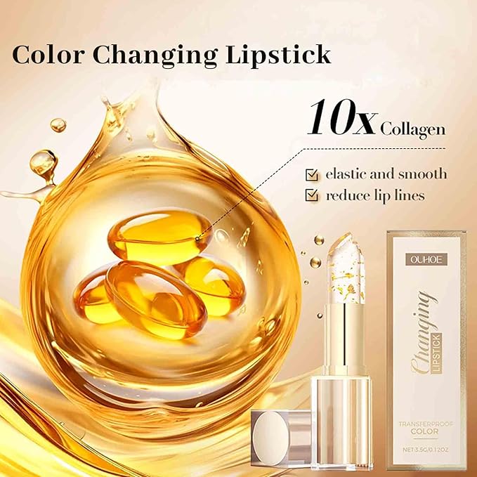 Hardpointing Color Changing Lipstick, Transferproof Color-Changing Lipstick Levira, Gold Crystal PH lipstick Color Changing, Long Lasting 24 Hours Moisturizing Glossy Shine Lip Gloss for Women (2pcs)