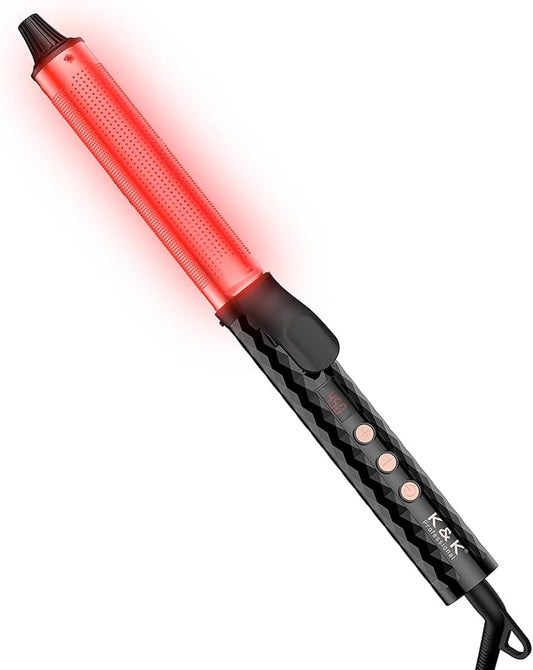 K&K 1 1/4inch Infrared Professional Infrared Hair Curling Iron Heater Ceramic Barrel That Stays Hot 1.25 Inch Hair Iron Curler for Medium to Large Curls International