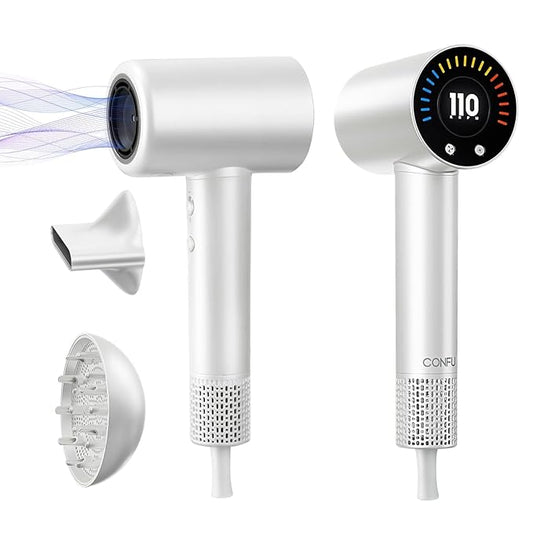 CONFU Hair Dryer, 110000 RPM Fast Drying Blow Dryer with Magnetic Diffuser and Concentrator, Professional Lightweight Ionic Hair Dryer for Women and Men