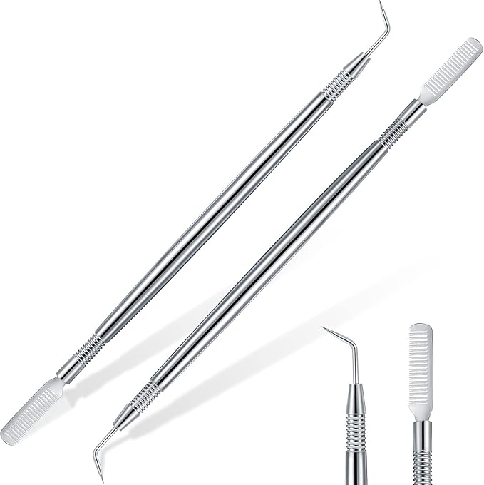 Chumia 2 Pieces 2 in 1 Lash Lift Tool Eyelash Separator Tool with Comb Stainless Steel Metal Lash Perm Lift Rods for Eyelash Eyebrow Comb Perming Tinting Curling Extension Supplies(Silver)