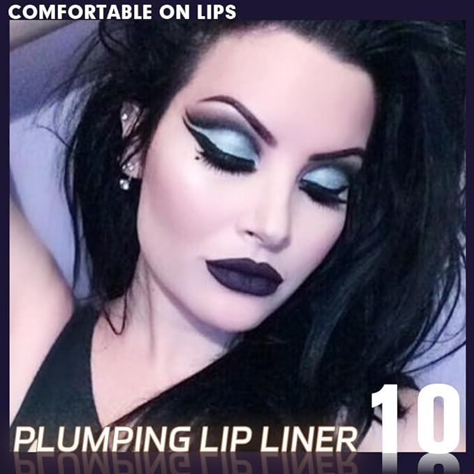 Plump Matte Crayon Lip Liner Pencil, Deep Purple Lip Liners Lipstick, Long-Lasting Waterproof Creamy Formula, With Silicone Smudger for Define Contours & Sculpting Lip, 0.75g/0.026oz
