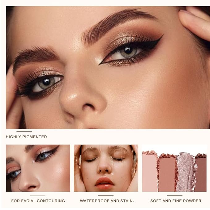 Eyeshadow Palette 5-Color with Pearlescent Shimmer Earth Tones, Buttery Putty Texture, Fine Glitter Duochrome Shades, Mist Matte Finish, Silky Smooth Brightening Eye Makeup for a Charming Look-2#