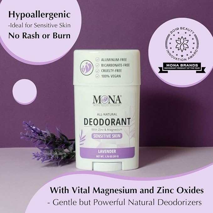 MONA BRANDS All Natural Deodorant For Women & Men | For Sensitive Skin | No Aluminum or Baking Soda | (3-Pack VARIETY-1 1.76 Oz each)
