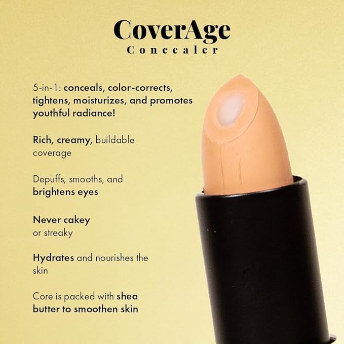 Jerome Alexander CoverAge Concealer Stick - Anti-Aging Under Eye Concealer + Skincare - Brighten Dark Circles, Hydrate, and Nourish - Medium Dark