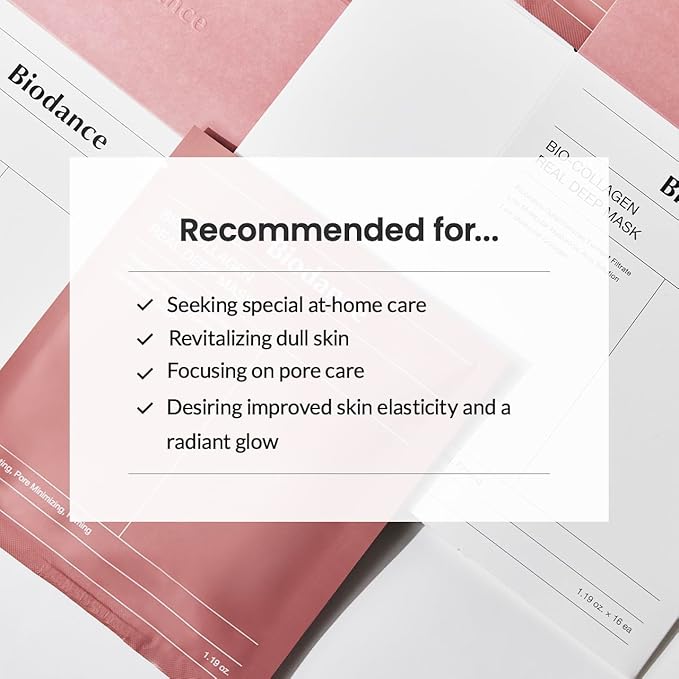 BIODANCE Bio-Collagen Real Deep Mask, Hydrating Overnight Hydrogel Mask, Pore Minimizing, Elasticity Improvement, Korean Skincare | 1.19oz(34g) x 4ea