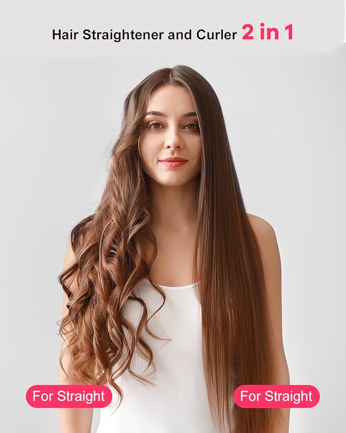 K&K Nano Hair Straightener for Women, Adavance Ceramic Coated Plates Flat Iron Digital Display Ultra-Fast Heat Up Auto Safety Shut Off Plancha De Pelo Dual Voltage UK Plug, for Short Hair