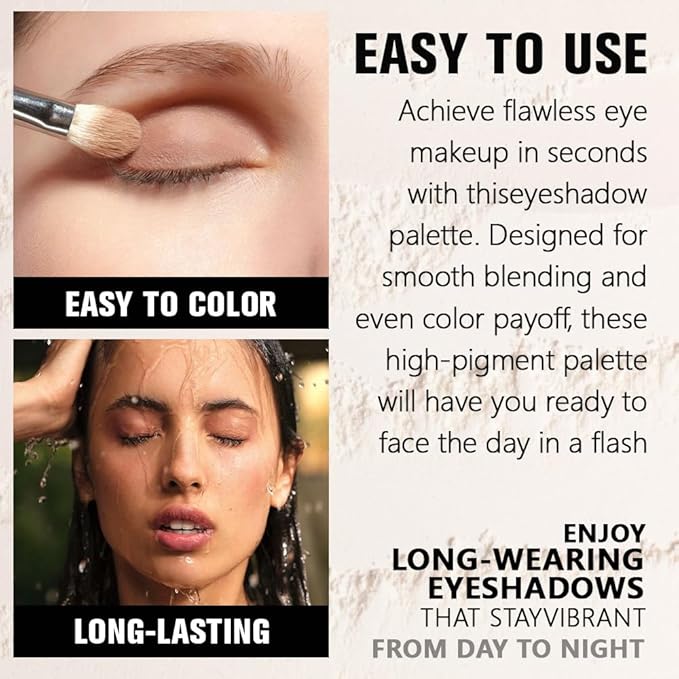 Pear White Glitter Single Eyeshadow, Lightweight Blendable Mini Eye Shadow for Older Women, Monochrome Eyeshadow Palette Makeup Pigmented Waterproof, Vegan & Cruelty-Free, 11