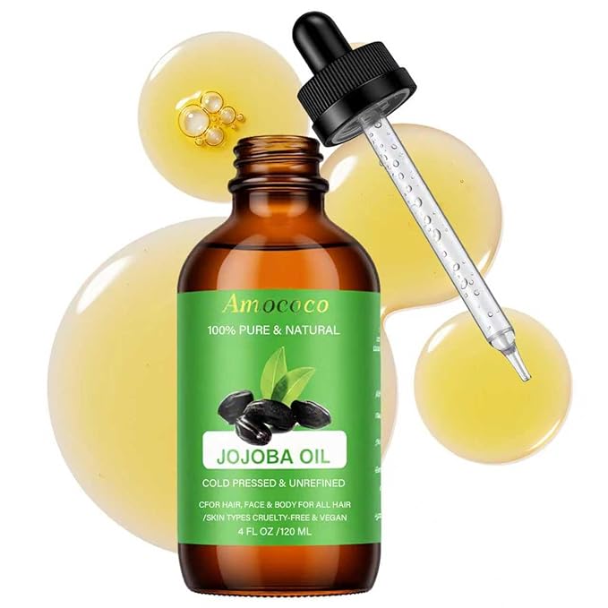 Natural Jojoba Oil for Hair&Skin, Cold Pressed, Unrefined Deeply Moisturizing Body Carrier Oils for Essential Oils Mixing, 4fl oz