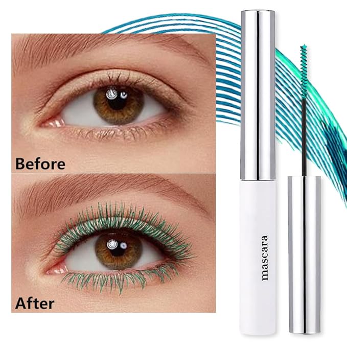 Blue mascara for eyelashes Waterproof,Royal Eyelash Mascara Long lasting Charming Voluminous Cruelty Free Vegan Eye Makeup Eyelashes for Women (Green)