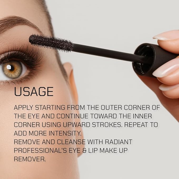Radiant Professional Studio Perfect Mascara Volume and Length – Smudge-Proof, Cruelty Free, Lengthening Mascara with Silicone Brush & Natural Wax – Purple (03), 0.30 oz