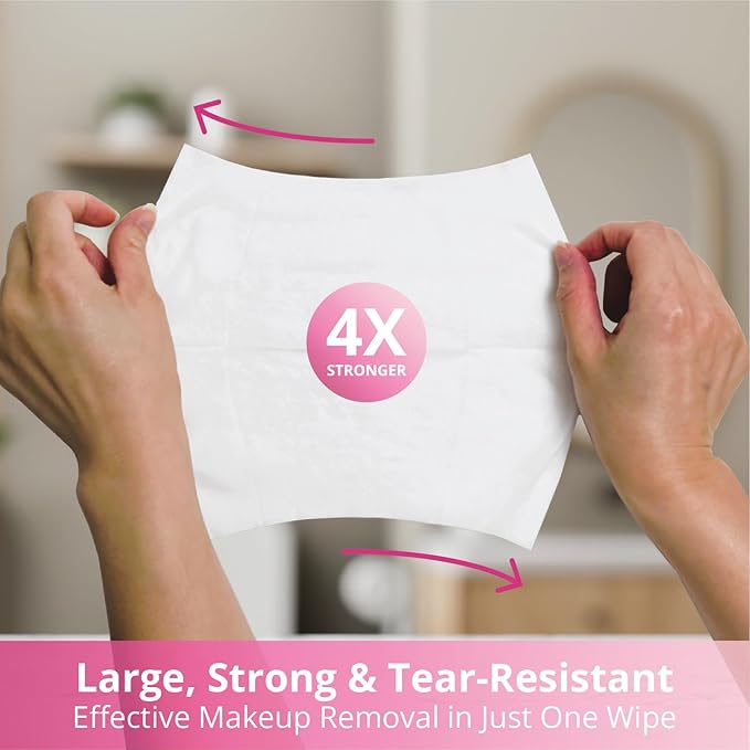Air Jungles Makeup Remover Wipes 25 Count, Alcohol-Free & Fragrance-Free, Extra Large Facial Towelettes for Face & Eyes, Removes Waterproof Makeup, Infused with Vitamin E