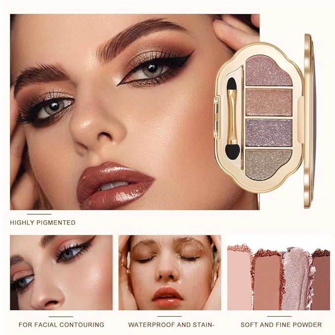 Matte Diamond Eyeshadow Palette, Shimmer Pearlescent Shades Metallic, Duo-Chrome, Glitter Sparkle and Soft Mud Textures, Natural Even Pigment for Brightening,Contouring and Multi-Look Eye Makeup-3#