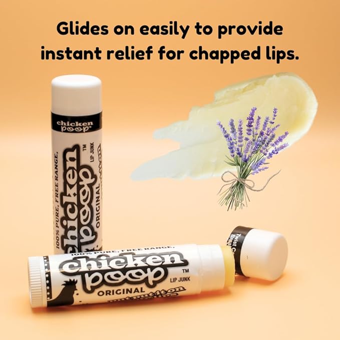 .15 oz. Chicken Poop® ORIGINAL FLAVOR Lip Junk for Dry, Chapped Lips, LIP BALM PACK OF 6