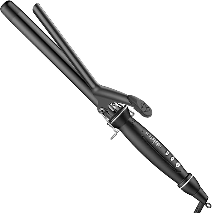 1 Inch Extra Long Barrel Curling Iron, Tourmaline Ceramic Curling Iron with Auto Shut-Off, Dual Voltage 110-240V Hair Curler Suitable for Travel, Including Glove