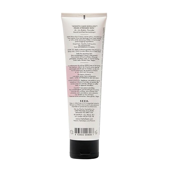 SEEN - Blow-Out Creme - Scented - Non-Comedogenic & Sulfate-Free Blow Out Hair Cream- Reduces Frizz- Heat Protectant- Safe for Sensitive & Acne Prone Skin
