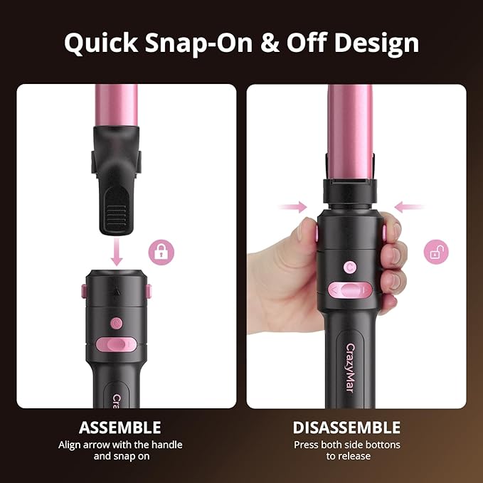 5-in-1 Rotating Curling Iron Set,Automatic Hair Curler with 5 Ceramic Barrels (3/4,1,1.25 Inch) | Fast Heating, Dual Voltage for Long-Lasting Curl Styling/Beach Wave