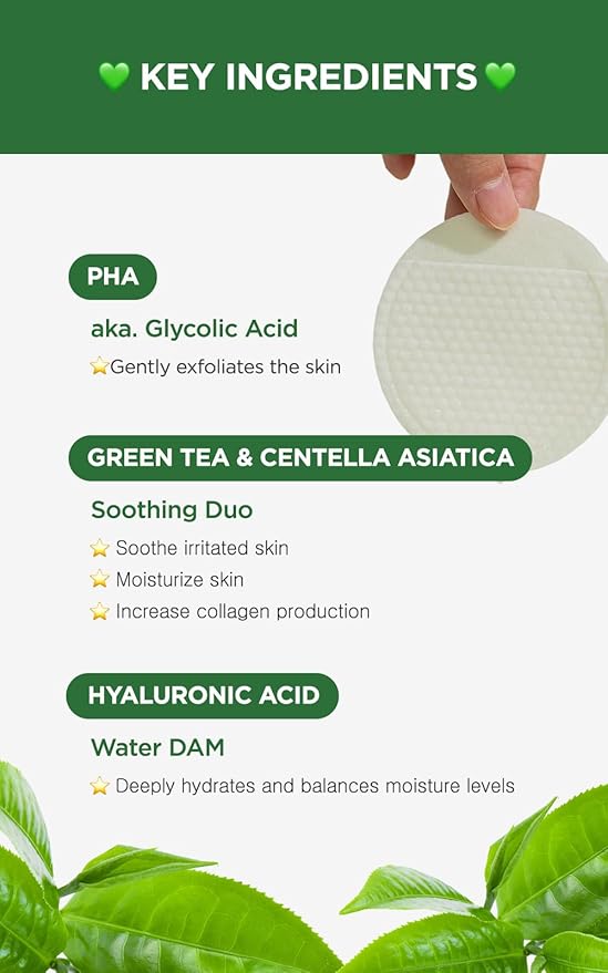 DERMALOGY by NEOGENLAB Bio-Peel Gauze Peeling Pads, Green Tea, 8 Count