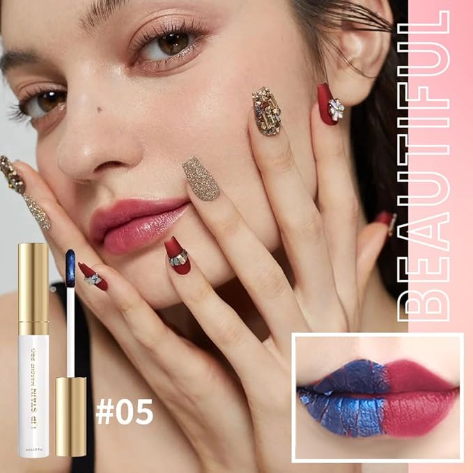 Matte Liquid Lip Gloss Peel Off Masque-Peel Off Lip Stain Tattoo, Long Lasting Waterproof Transfer-proof Lip Mask Lip Stain Peel Off Lip Gloss, Peel Off Lip Tint for Lip Makeup-Rosewood Kiss05#
