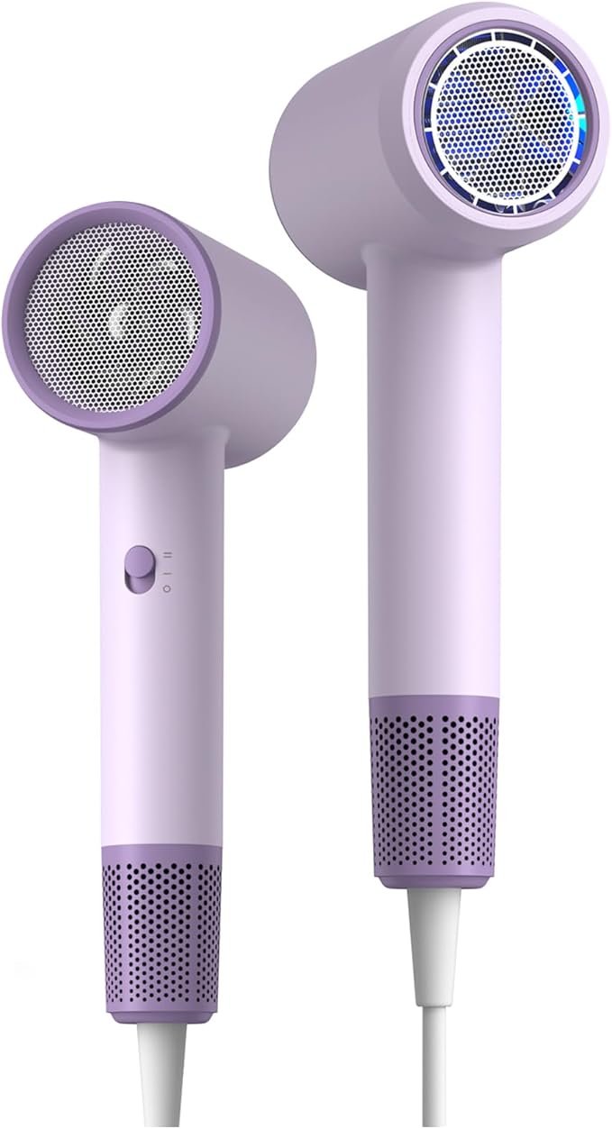Hair Dryer Fast Dry 1200W Professional Ionic Hairdryer, Super Compact & Lightweight with Even Heat Anti-Static, Frizz-Control, Quick Drying, Energy Saving, Hairdryers for Women & Man (Purple)