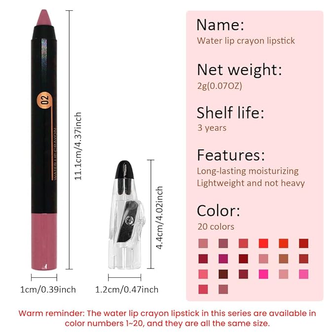 Rust Red Crayon Matte Lipstick Lip Liner Pencil, Moisture Smooth Lipstick Penil, With Pencil Sharpener Sharpenable Lip Pen Ultimate Lip Crayon for Women Easy to Apply Waterproof 02#