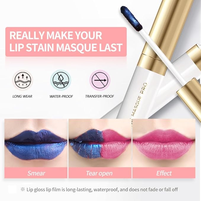 Matte Liquid Lip Gloss Peel Off Masque-Peel Off Lip Stain Tattoo, Long Lasting Waterproof Transfer-proof Lip Mask Lip Stain Peel Off Lip Gloss, Peel Off Lip Tint for Lip Makeup-Flamingo Pink03#
