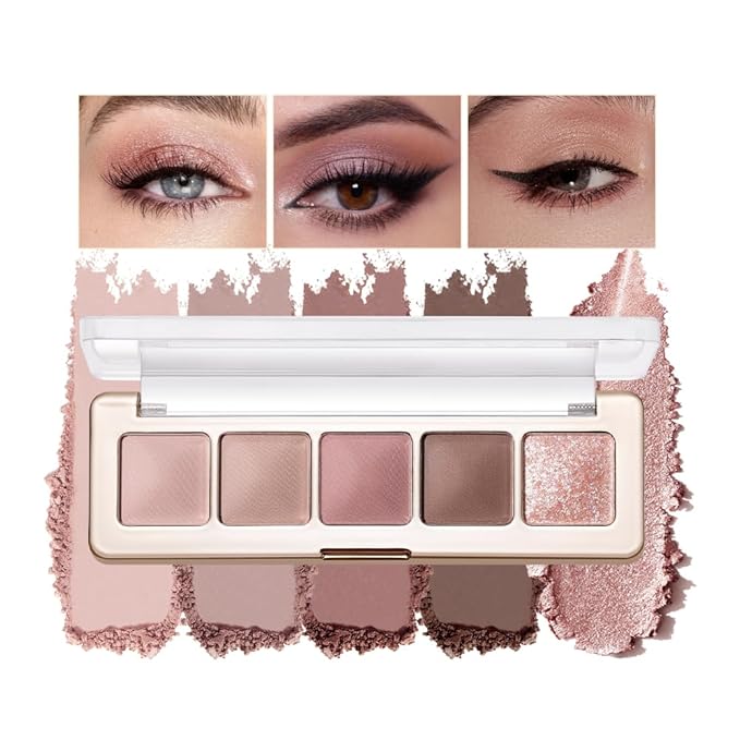 Eyeshadow Palette 5-Color with Pearlescent Shimmer Earth Tones, Buttery Putty Texture, Fine Glitter Duochrome Shades, Mist Matte Finish, Silky Smooth Brightening Eye Makeup for a Charming Look-2#