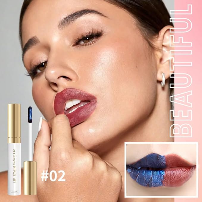 Lip Stain - Wipe-Off & Peel Off Lip Color | Waterproof, Long Lasting, Transfer-Resistant, Smudge-Proof Lip Tint | Easy Wipe Finish, High Pigment | All-Day Vibrant Kiss-Proof Lip Stain, brown