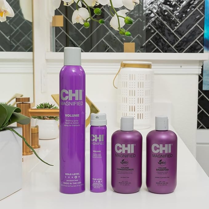 CHI Magnified Volume Finishing Hair Spray, Boosts Volume & Body For Maximum Fullness, Builds Resilience & Strength & Adds Shine, 2.6 Oz