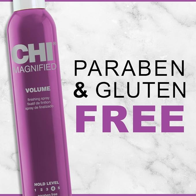 CHI Magnified Volume Finishing Hair Spray, Boosts Volume & Body For Maximum Fullness, Builds Resilience & Strength & Adds Shine, 2.6 Oz