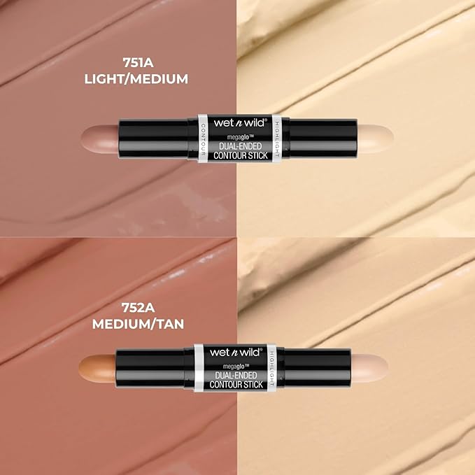 wet n wild MegaGlo Dual-Ended Contour Stick Medium/Tan, Cruelty-Free