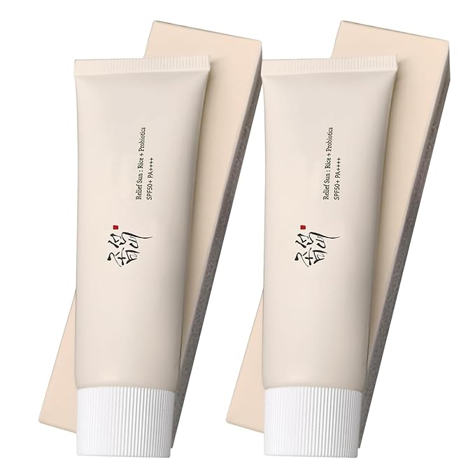 Relief Sun Organic sunscreen SPF50,+++++PA++ Rice and Probiotics | Korean Skin Care Solution for All Skin Types | Nourishing Skin Protection and UV Defense 50ml (2PCS)