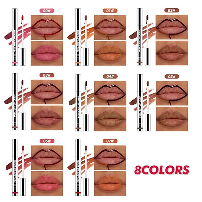 Matte Lip Stain Peel Off Lip Liner, Orange Red Peel Off Lip Stain Tattoo,Long Lasting & Waterproof Peel Off Lip Gloss Lip Liner,Transfer-Proof All Skin Types.0.12 fl oz #07