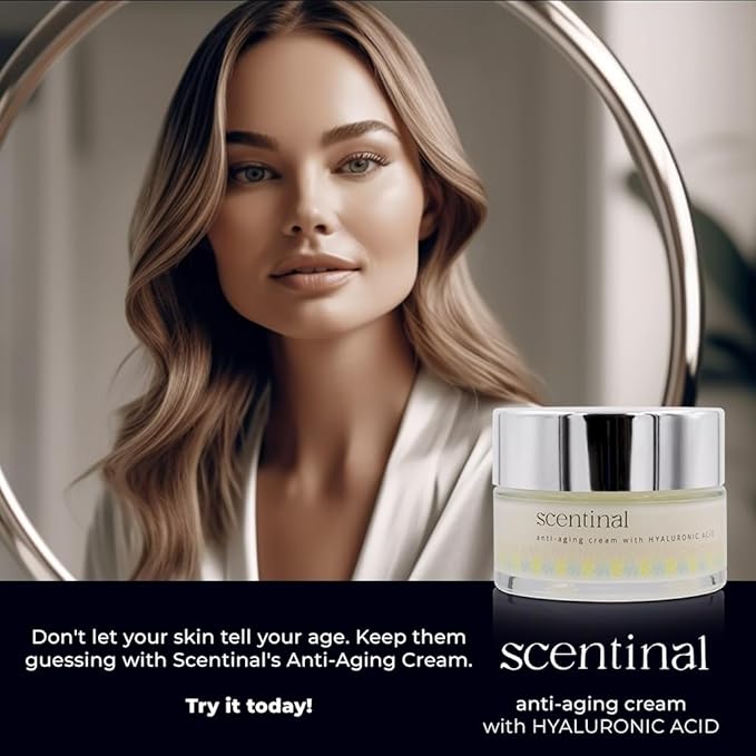 Scentinal Anti-Aging Cream - Nourishing Hyaluronic Acid Moisturizer for Youthful Skin 50 ml/1.7 Oz