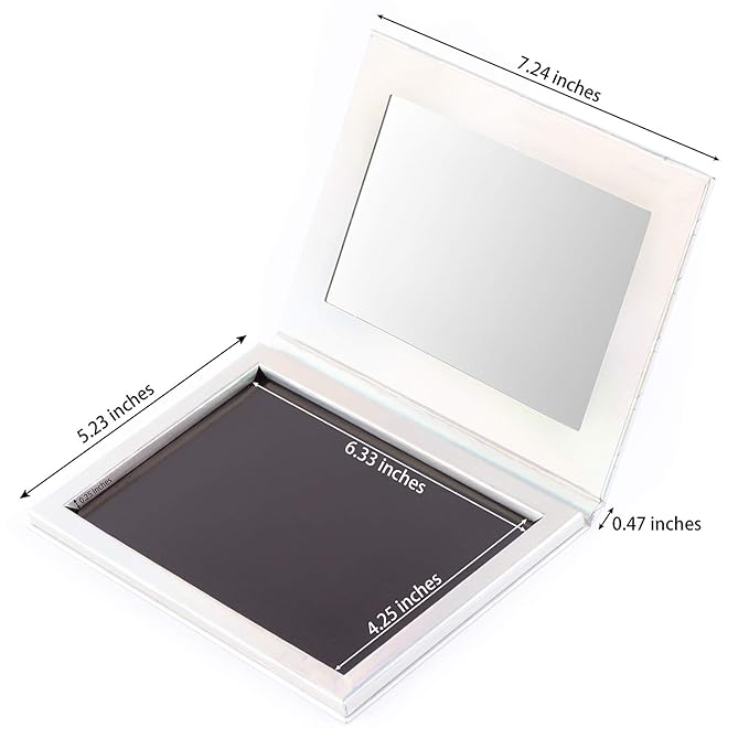 Allwon Magnetic Palette Mermaid Empty Makeup Palette with Mirror and 30Pcs Adhesive Empty Palette Metal Stickers for Eyeshadow Lipstick Blush Powder (Silver)