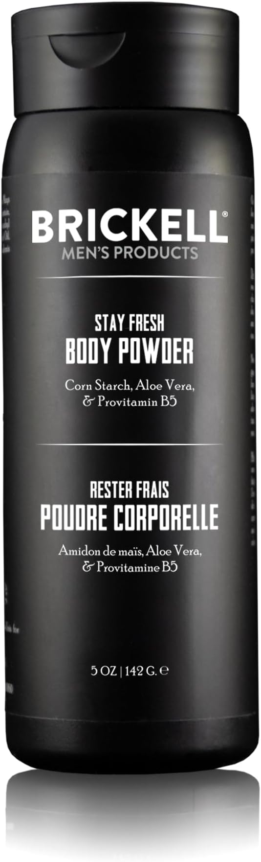 Brickell Men's Products Stay Fresh Body Powder for Men, Natural and Organic Talc-Free, Absorbs Sweat, Keeps Skin Dry, Unscented, 5 oz