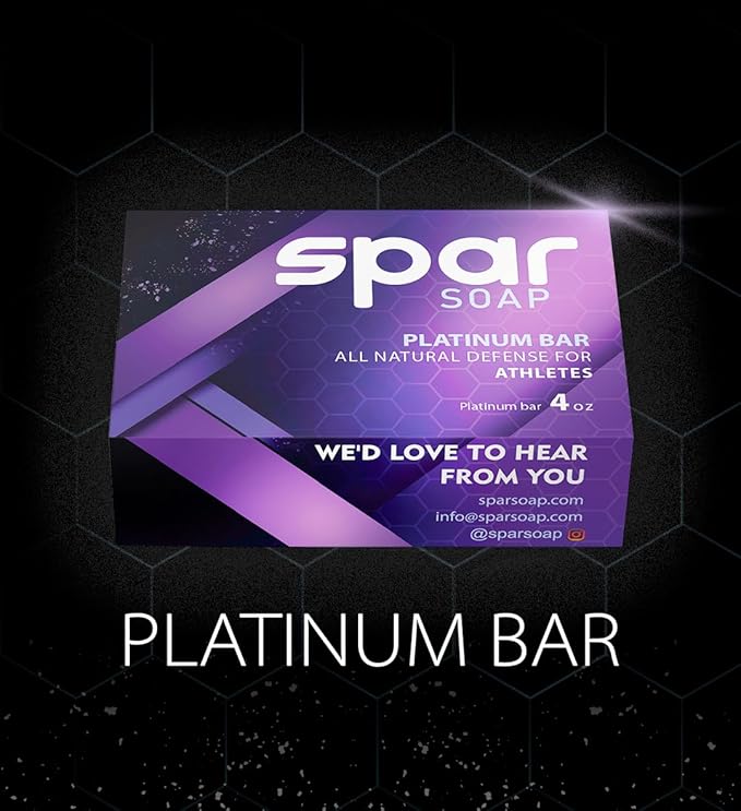 Spar Soap Platinum Bar, Natural Tea Tree 4oz Bar (3-Pack), Antifungal Properties, For BJJ, MMA, Wrestlers, Grapplers, Men/Women, USA Made Body Soap, For Body Odor, With Lavender, Cassia, Clove